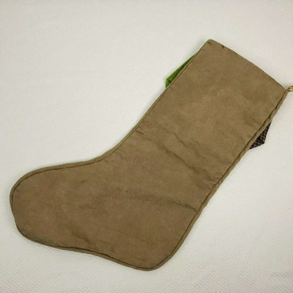 Pier 1 Christmas Stocking Beige Bird Happy Holiday